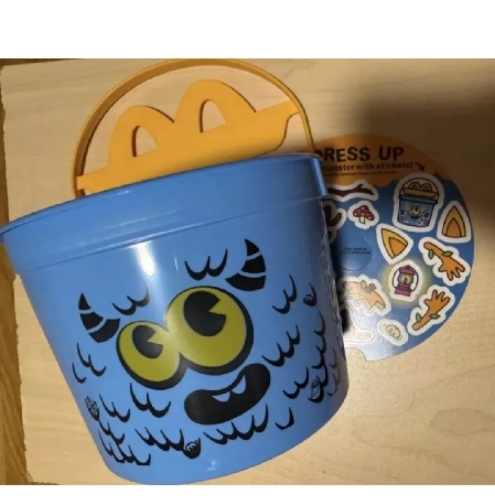 McDonald's Halloween Boo Blue Monster Bucket w/ stickers New